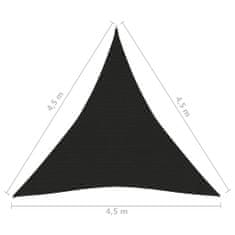 Greatstore fekete HDPE napvitorla 160 g/m² 4,5 x 4,5 x 4,5 m