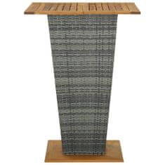 shumee szürke polyrattan és tömör akácfa bárasztal 80 x 80 x 110 cm