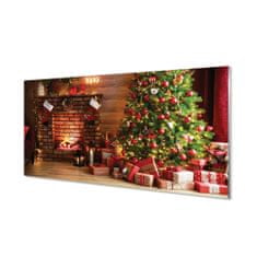 tulup.hu Akrilkép Kandalló ajándékok karácsonyfa fényei 120x60 cm 2 fogas