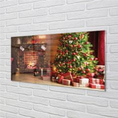 tulup.hu Akrilkép Kandalló ajándékok karácsonyfa fényei 120x60 cm 2 fogas