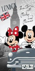 Jerry Fabrics Törölköző Mickey és Minnie Londonban 70/140