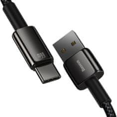 BASEUS Tungsten kábel USB / USB-C QC 66W 6A 2m, fekete