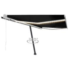 Greatstore antracitszürke szélérzékelős és LED-es napellenző 400 x 300 cm