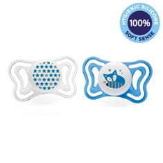 Chicco Physio Light szilikon cumizó 6-16m fiú - csillagok/róka 2 db