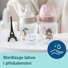 Canpol babies Bonjour Paris széles szájú üveg 120 ml rózsaszínű