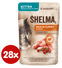 SHELMA Gabonamentes pörkölt filé cicáknak pulykával és áfonyával, 28x85 g