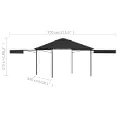 Greatstore antracit pavilon dupla kibővített tetővel 3x3x2,75 m 180 g/m²