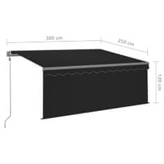 Greatstore szürke szélérzékelős, LED-es napellenző redőnnyel 3x2,5 m