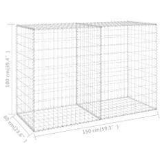 shumee horganyzott acél gabion fal fedéllel 150 x 60 x 100 cm