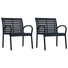 Greatstore 2 darab fekete acél és WPC kerti szék