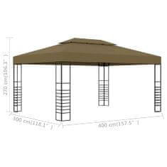 shumee tópszínű pavilon 3 x 4 m 180 g/m²