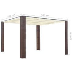 Vidaxl barna és krémszínű polyrattan pavilon tetővel 300x300x200 cm 44816