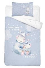 PARFORINTER Bambusz bölcsőlepedő Hippo Love kék Pamut, bambusz, 100/135, 40/60 cm, 40/60 cm