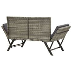 Greatstore szürke polyrattan kerti pad párnákkal 176 cm