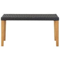 Greatstore fekete polyrattan és tömör akácfa kerti pad 120 cm