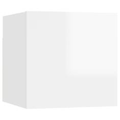 Greatstore 8 db magasfényű fehér falra szerelhető TV-szekrény 30,5x30x30cm