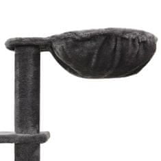 Greatstore sötétszürke macskabútor szizál kaparófákkal 191 cm
