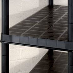 Greatstore fekete műanyag 5 szintes tárolópolc 255 x 40 x 185 cm