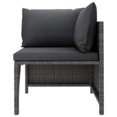 Greatstore 3 részes szürke polyrattan kerti bútorszett párnákkal