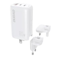 DUDAO A7PRO 3in1 GaN hálózati töltő USB / 2x USB-C QC PD 65W, fehér