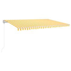 Greatstore sárga-fehér szélérzékelős és LED-es napellenző 500 x 300 cm