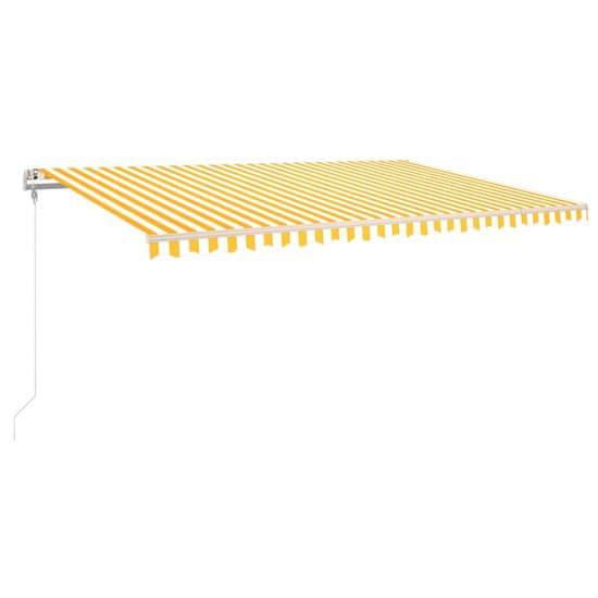 Greatstore sárga-fehér szélérzékelős és LED-es napellenző 500 x 300 cm