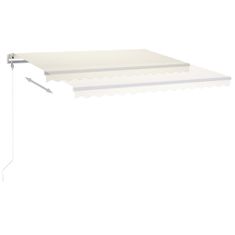 Greatstore krémszínű kézzel kihúzható LED-es napellenző 400 x 300 cm