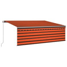 Greatstore narancssárga-barna kihúzható LED-es napellenző redőnnyel 4,5x3m