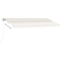 Greatstore krémszínű kézzel kihúzható LED-es napellenző 450 x 350 cm