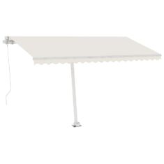 Greatstore krémszínű kézzel kihúzható LED-es napellenző 450 x 300 cm