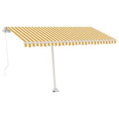 Greatstore sárga és fehér kézzel kihúzható LED-es napellenző 450 x 300 cm