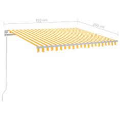 shumee sárga és fehér kézzel kihúzható LED-es napellenző 350 x 250 cm