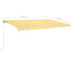 shumee sárga és fehér kézzel kihúzható LED-es napellenző 500 x 300 cm
