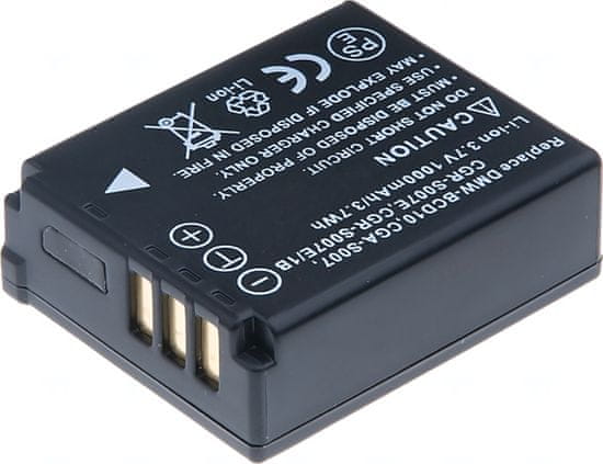 T6 Power akkumulátor Panasonic Lumix DMC-TZ1GK készülékhez, Li-Ion, 3,7 V, 1000 mAh (3,7 Wh), fekete