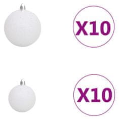 Vidaxl 120 részes fehér-szürke karácsonyi gömbszett csúccsal + 300 LED 330100