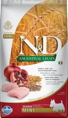 N&D ANCESTRAL GRAIN Dog LG Csirke, tönkölybúza, zab és gránátalma Senior Mini 2,5kg