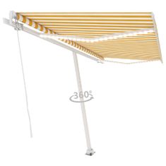 Greatstore sárga és fehér kézzel kihúzható LED-es napellenző 400 x 350 cm