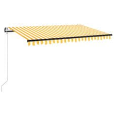 Greatstore sárga-fehér szélérzékelős és LED-es napellenző 450 x 300 cm