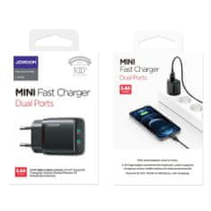 Joyroom Mini Fast Charger hálózati töltő adapter 2x USB 2.4A 12W, fekete