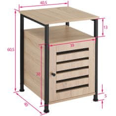 tectake Cork szekrény 40,5x40,5x60,5cm - Könnyű fa, tölgy Sonoma