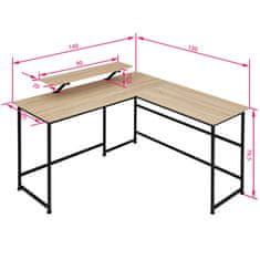 tectake Melrose íróasztal 140x130x76,5cm - Könnyű fa, tölgy Sonoma