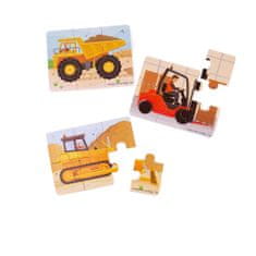 Bigjigs Toys Puzzle Puzzle 3in1 építőgépek