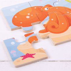 Bigjigs Toys Puzzle 3in1 tengeri állatok