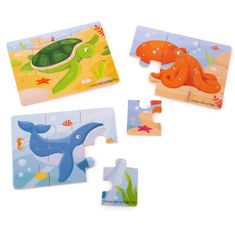 Bigjigs Toys Puzzle 3in1 tengeri állatok