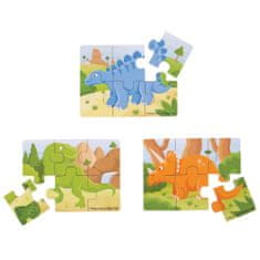 Bigjigs Toys Puzzle 3in1 dinoszauruszok