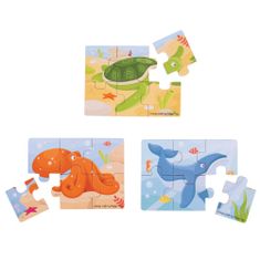 Bigjigs Toys Puzzle 3in1 tengeri állatok