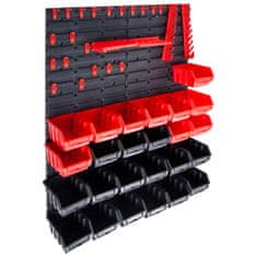 shumee 29 darabos piros és fekete tárolódoboz-készlet fali panelekkel