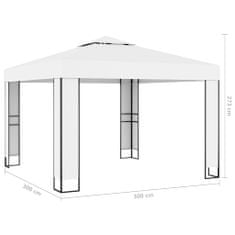 Greatstore fehér dupla tetős pavilon LED fényfüzérrel 3 x 3 m