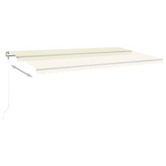 Greatstore krémszínű kézzel kihúzható LED-es napellenző 600 x 300 cm