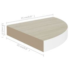 Vidaxl 2 db fehér-tölgyszínű MDF fali sarokpolc 25 x 25 x 3,8 cm 326631